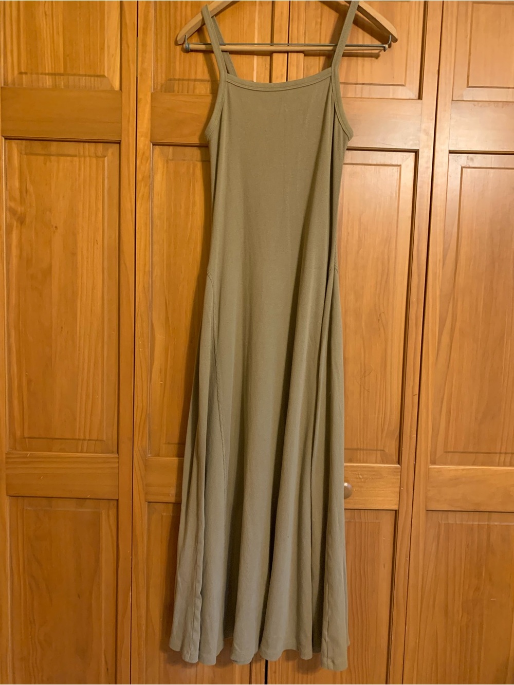 Women’s Taupe Maxi Slip Dress - Sleeveless Spaghetti Strap